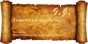 Ivanovits Jolán névjegykártya